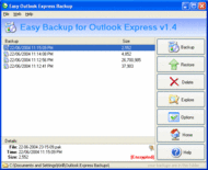 Backup for Outlook Express screenshot